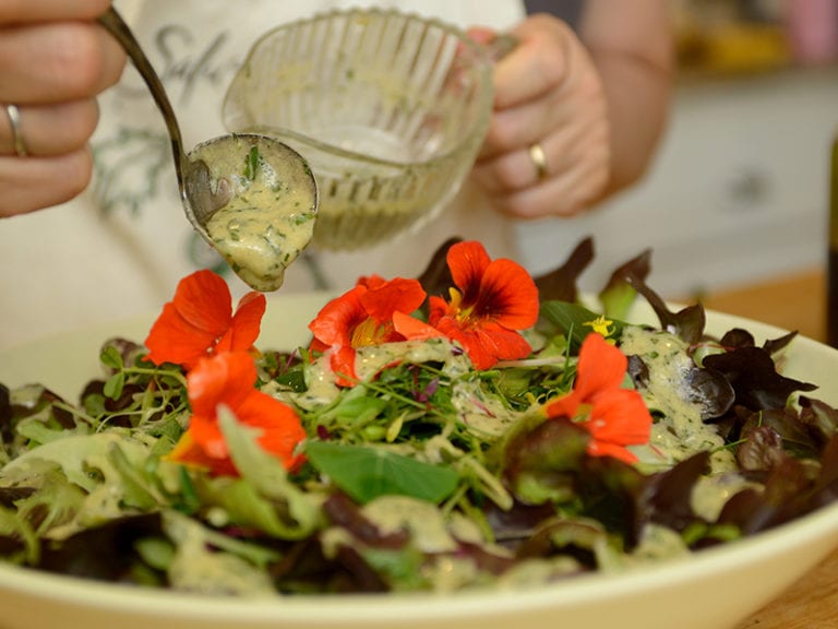 Salad with Edible Flowers from Mari's Gardens - style preservation