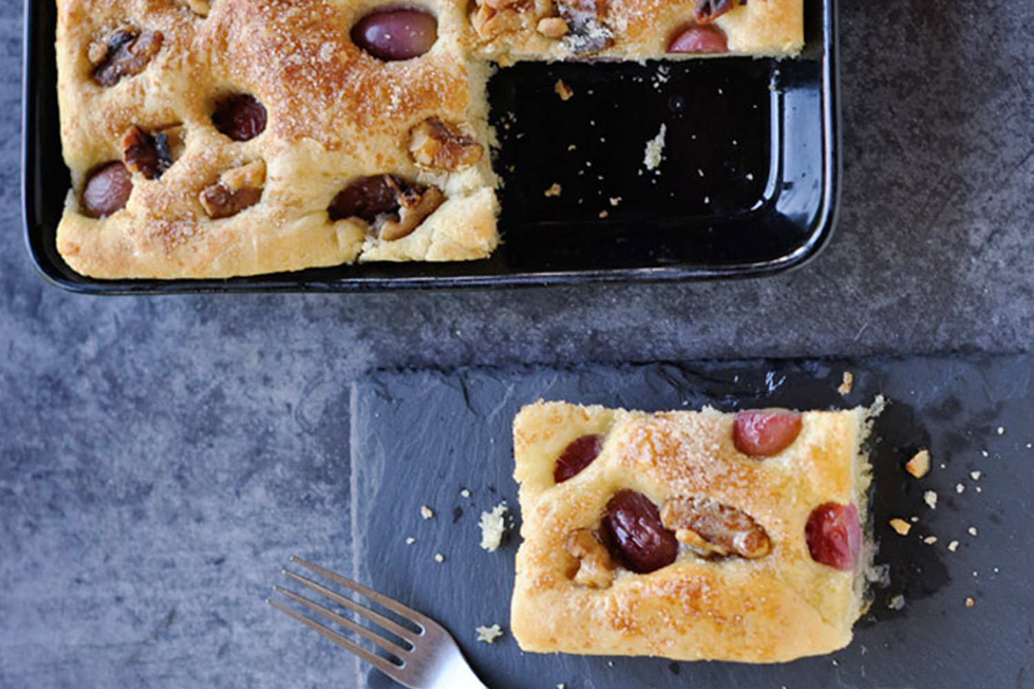 Focaccia, Grape & Walnut Bread Recipe Made with Grapeseed Oil