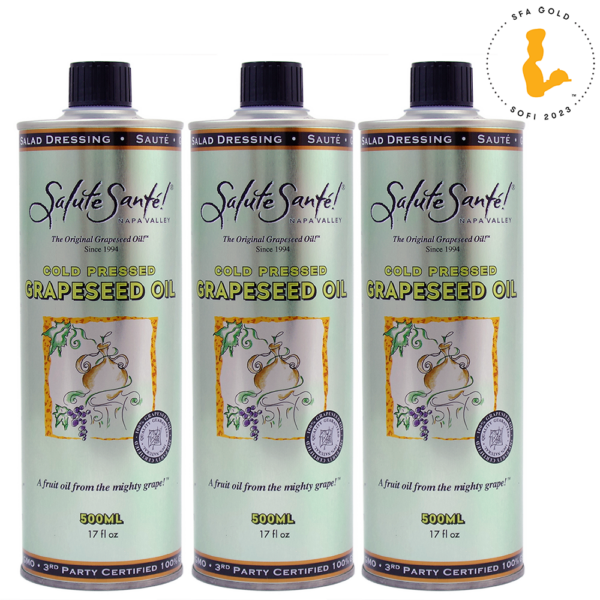 Salute Santé Grapeseed Oil Gold Award Cold Pressed 500ml 3 pack