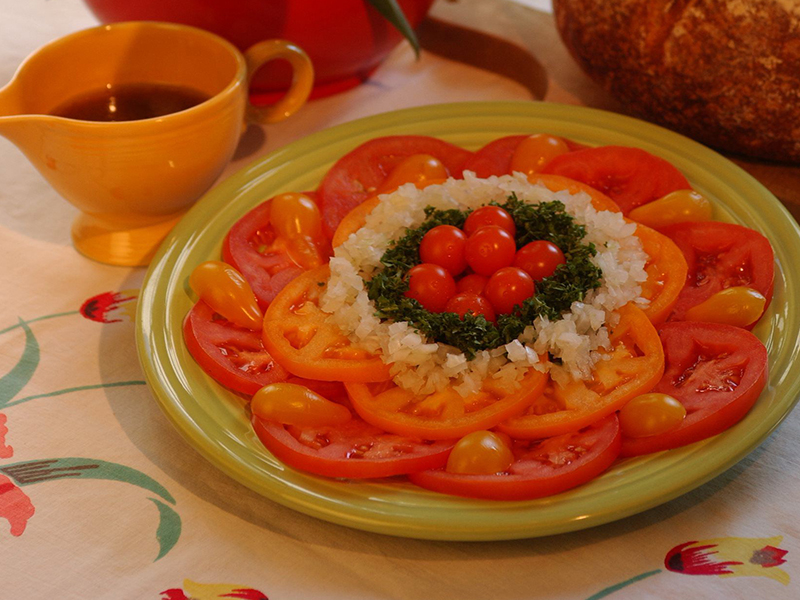 Tomato Salad Recipe Made with Grapeseed Oil