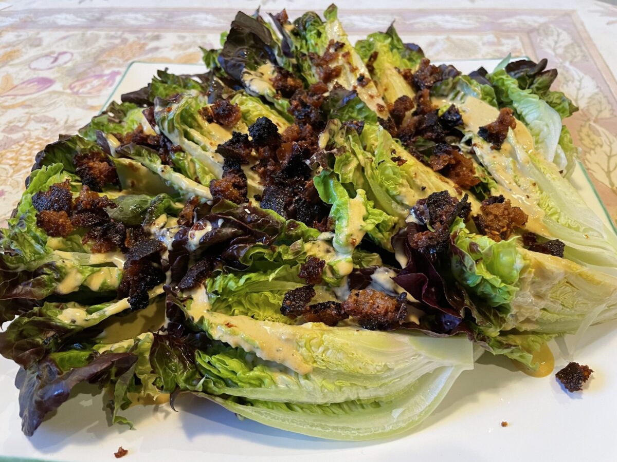 Caesar Salad Dressing and Bagna Cauda Croutons Salute Santé