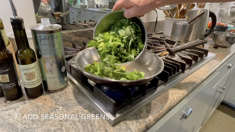 sauté greens in grapeseed oil