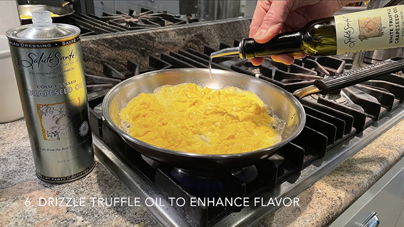 drizzle white truffle oil on scrambled etts